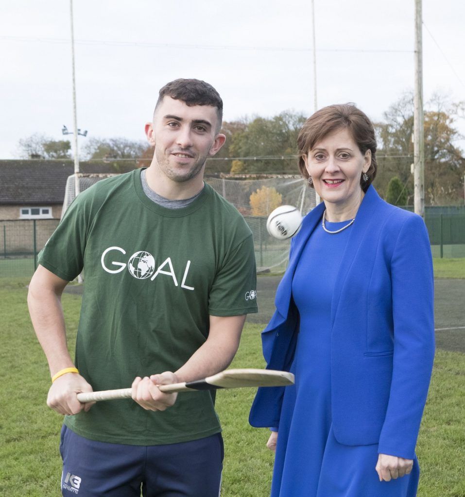 With Compliments. Limerick hurling hero and 2019 All-Star, Aaron Gillane, has been named as an Ambassador for humanitarian relief and development agency, GOAL. The 23-year-old superstar was unveiled as an Ambassador by GOAL CEO and fellow Limerick native, Siobhan Walsh, at Patrickswell GAA Club this Tuesday.  Photograph Liam Burke/Press 22    Aaron joins an elite team of GOAL sports ambassadors who include another Limerick sporting sensation, hockey hero Roisin Upton, who was part of the Irish ladies hockey team that qualified for the Tokyo Olympics in a thrilling game against Canada over the weekend.   Aaron joined Patrickswell GAA Club at a young age and has played for his county at minor, under-21 and senior level. He scored three points in Limerick’s first All-Ireland Hurling Final victory in 45 years in 2018.  GOAL CEO, Siobhan Walsh, said Aaron is an absolute inspiration to the GOAL team, and to so many young people. His achievements are the result of a lot of hard work, commitment, determination and honing of his special skills as an incredible sportsman. “He has sacrificed on his ambitious and impressive journey and sets a great example for all of us. What a great honor it is for us to have Aaron join the GOAL family and to become part of a global movement to create a better world for all. “ She added: “GOAL works in 13 countries throughout Africa, the Middle East and Latin America providing emergency relief, essential healthcare, nutrition education and developing sustainable livelihoods. Ambassadors play a vital role in the organisation by sharing GOAL’s story and why it matters, and we look forward to tapping into Aarons skills in working with youth in the weeks and months ahead.”   The global challenges we face in the world today are enormous and there are no easy fixes. And by being a member of the GOAL team, our Ambassadors such as Aaron are playing a very important role in creating this change.”   Aaron spoke about his delight at being a