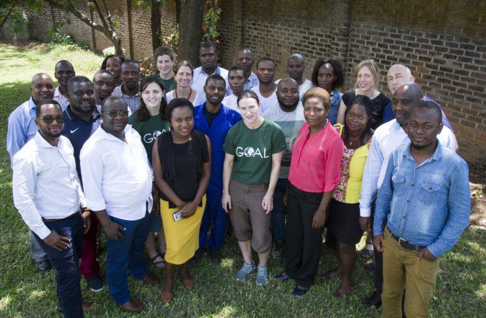 Irish sports women Roisin Upton (Irish Hockey), Jenny Murphy (Irish Rugby) and Sinead Aherne (Gaelic Football) with GOAL Malawi staff at Blantyer, Malawi_November 2019_photo by Anteneh Tadele