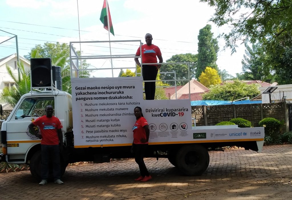 Loudspeaker trucks used in national COVID-19 awareness campaign in partnership with the Ministry of Health and UNICEF in Zimbabwe.

