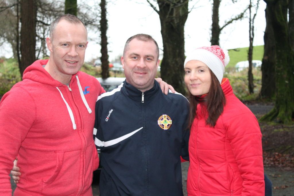 Former Mayo Footballer, David brady, with Danny and Marie McDonagh at the Ballina GOAL Mile.