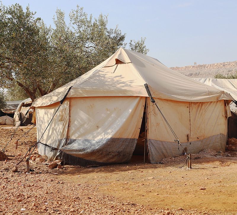Le domicile de Fatima dans le camp de déplacés.