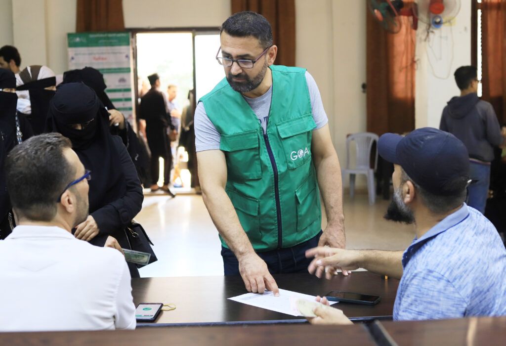 Mosab Hajismael at GOAL Syria distribution point -Idlib.