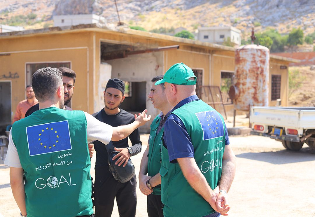 GOAL's team of engineers discuss improvements at the AL-Laj water station