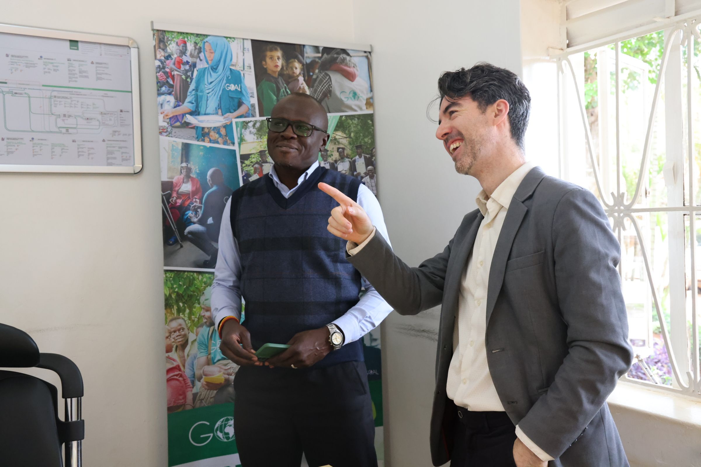James Mulligan from Irish Aid speaking with Robert Katende about our work on the Systems Approach.